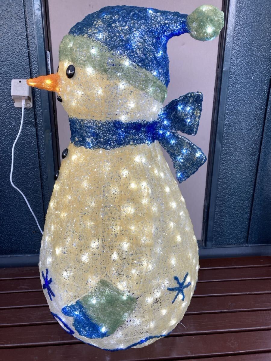 ② 特大 青 LED 雪だるま スノーマン 立体 イルミネーション クリスマス 3D 電飾 モチーフライト オブジェ 置物 ファンシー インテリア_画像6