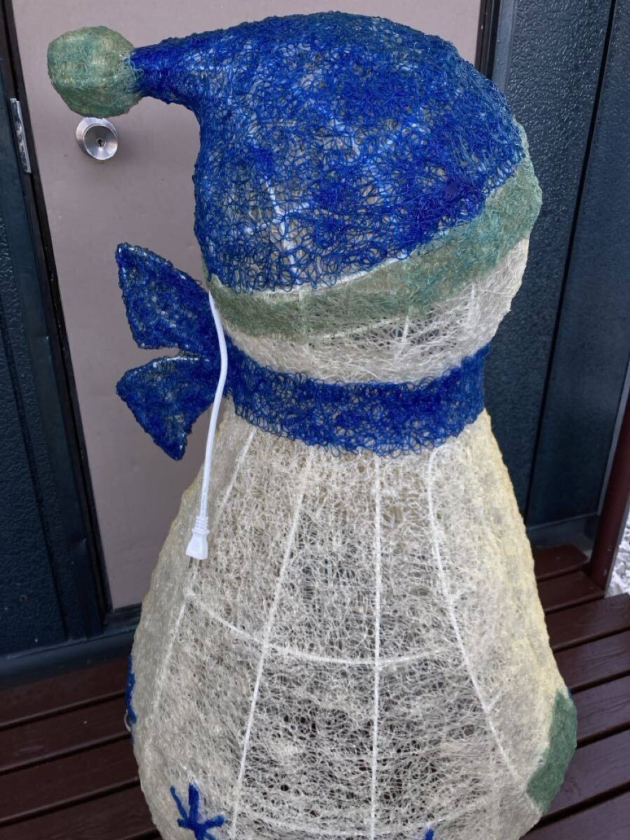 ② 特大 青 LED 雪だるま スノーマン 立体 イルミネーション クリスマス 3D 電飾 モチーフライト オブジェ 置物 ファンシー インテリア_画像9