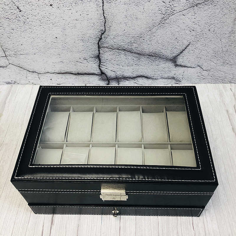 腕時計 収納ケース ブラック 2段式 高級アクセサリー収納ボックス 腕時計収納ケース 16区分 指輪 宝石 meet097_画像4