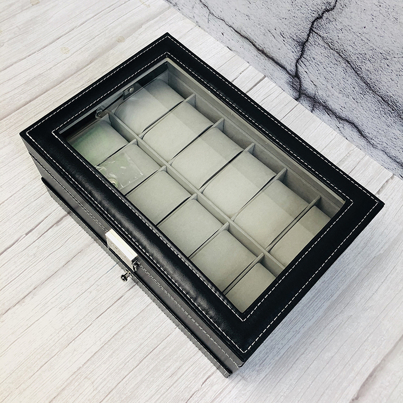腕時計 収納ケース ブラック 2段式 高級アクセサリー収納ボックス 腕時計収納ケース 16区分 指輪 宝石 meet097_画像5