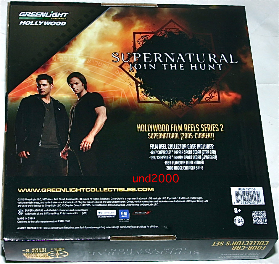 Greenlight スーパーナチュラル Supernatural フィルム缶 シボレー インパラ Chevrolet Impala Plymouth Road Runner Dodge Charger SRT-8_画像3