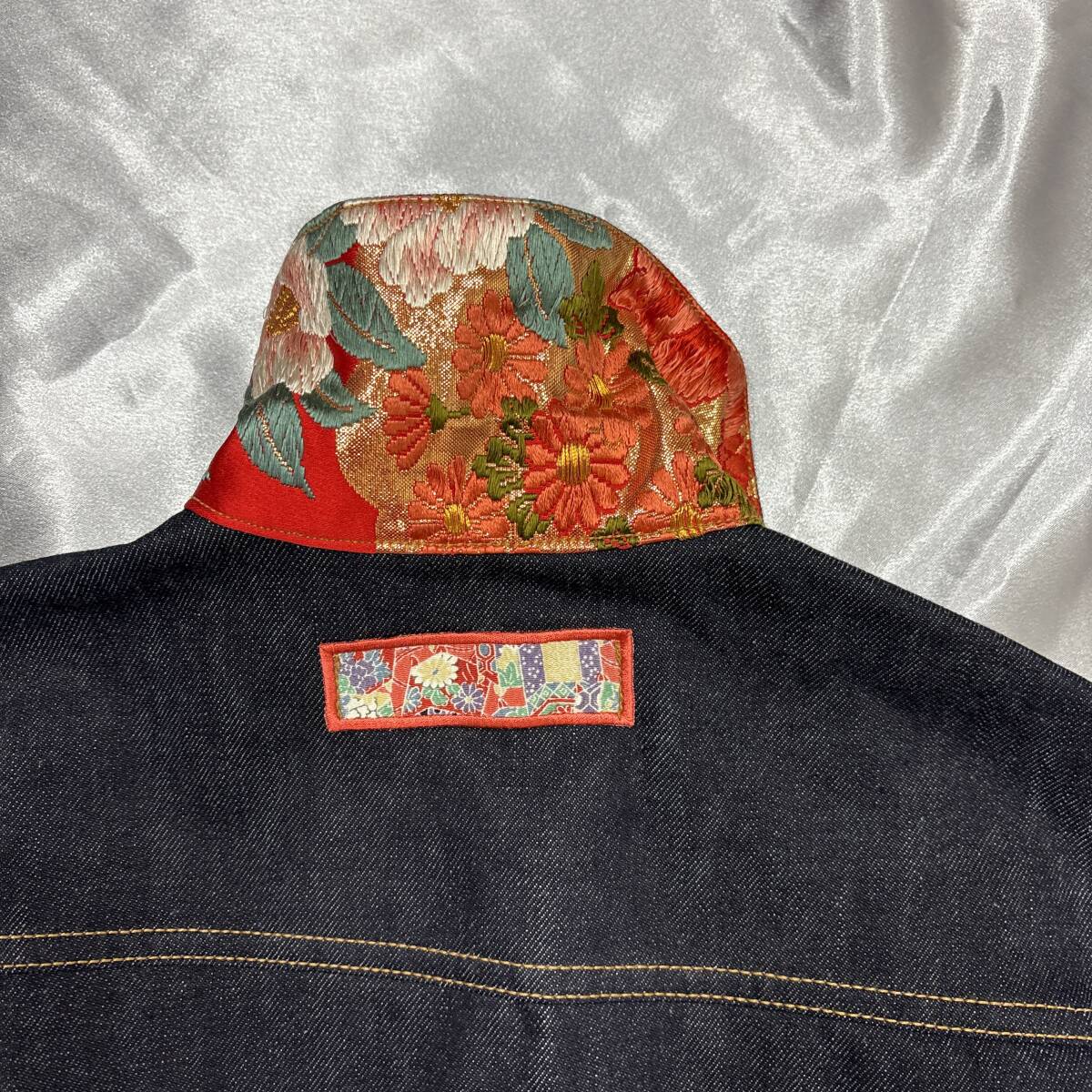 日本製/着物生地パッチデニムジャケット_画像5