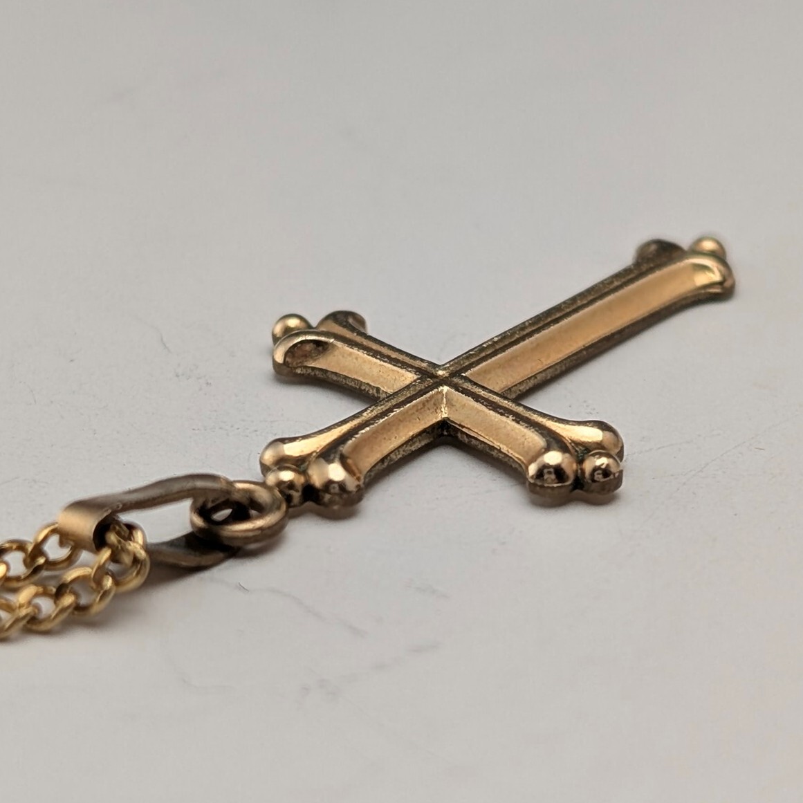 ヴィンテージ ロールドゴールド クロス型ペンダント ネックレスチェーン付_画像5