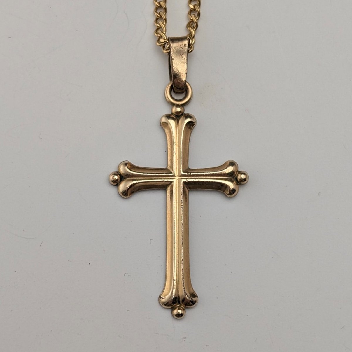 ヴィンテージ ロールドゴールド クロス型ペンダント ネックレスチェーン付_画像1