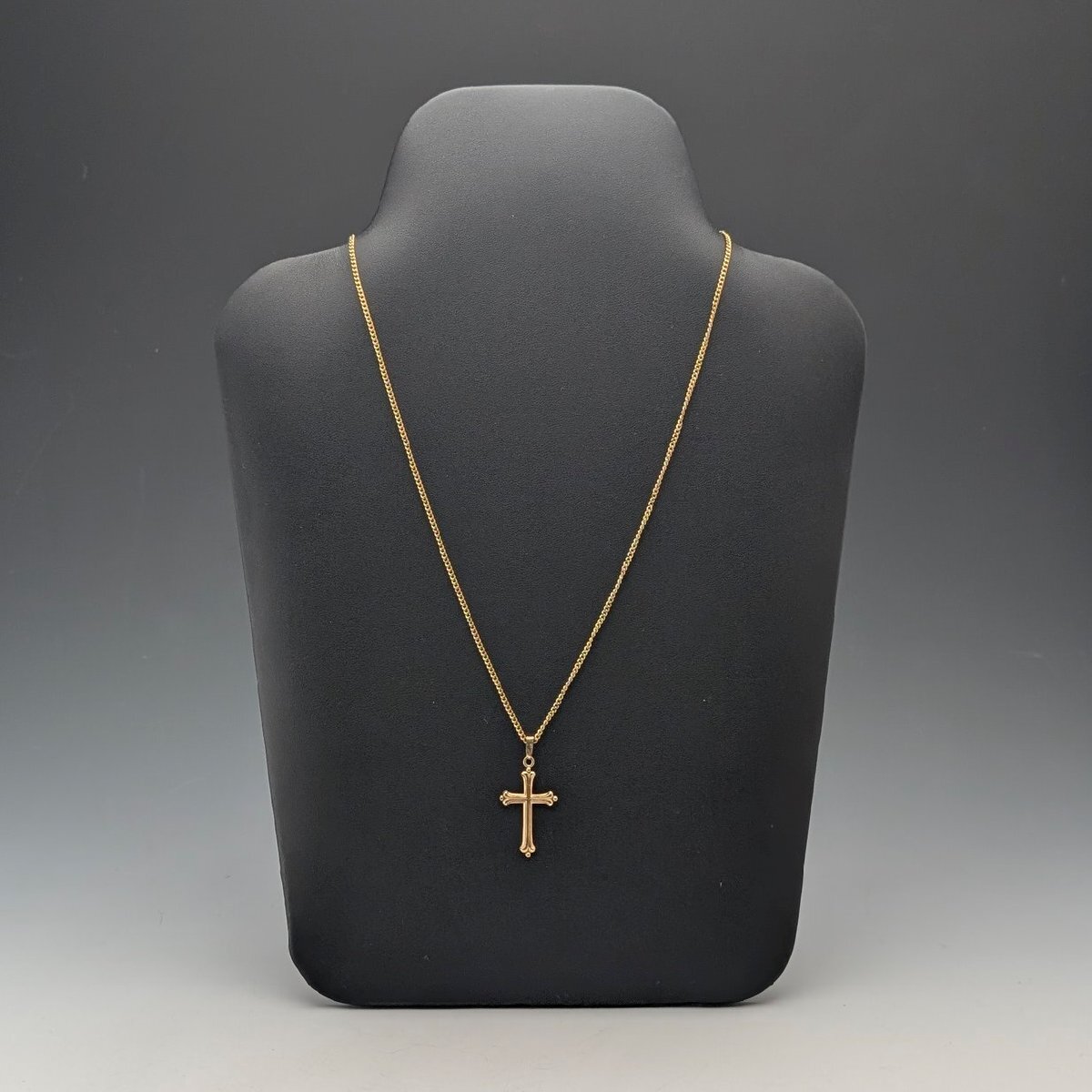 ヴィンテージ ロールドゴールド クロス型ペンダント ネックレスチェーン付_画像2