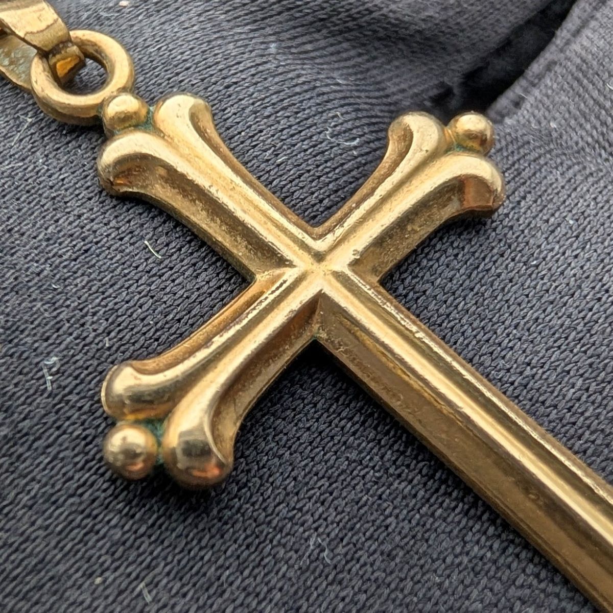 ヴィンテージ ロールドゴールド クロス型ペンダント ネックレスチェーン付_画像3