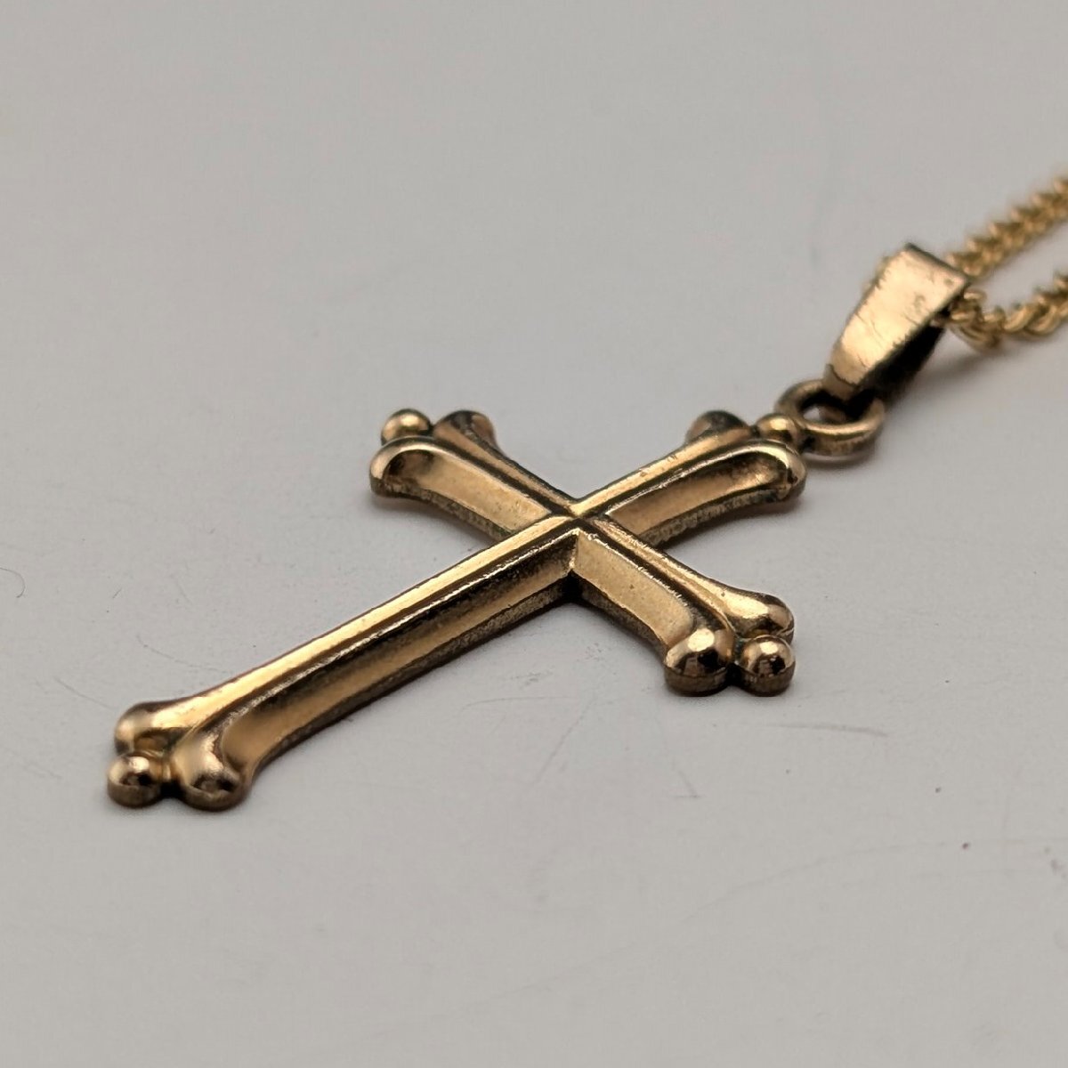 ヴィンテージ ロールドゴールド クロス型ペンダント ネックレスチェーン付_画像4