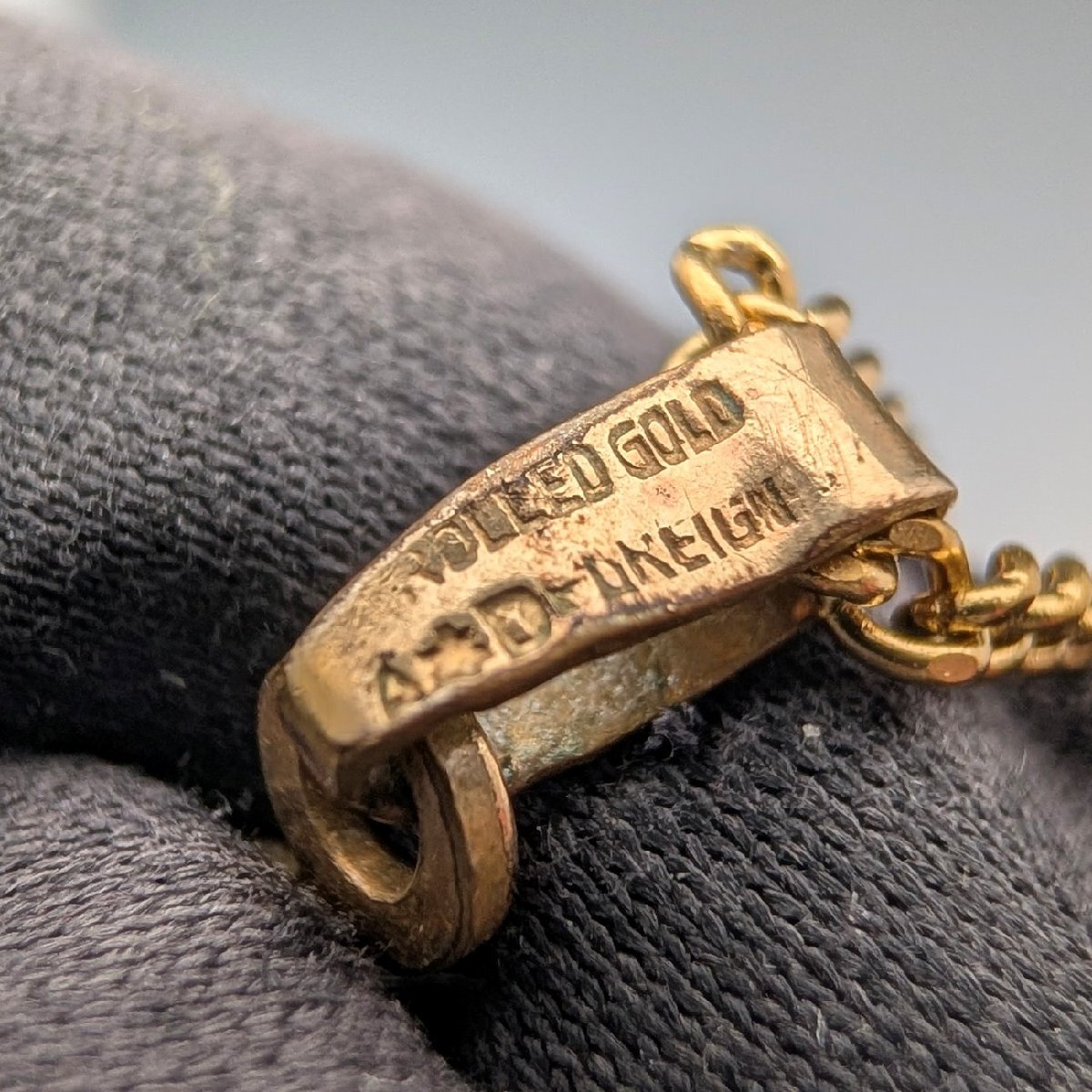 ヴィンテージ ロールドゴールド クロス型ペンダント ネックレスチェーン付_画像7