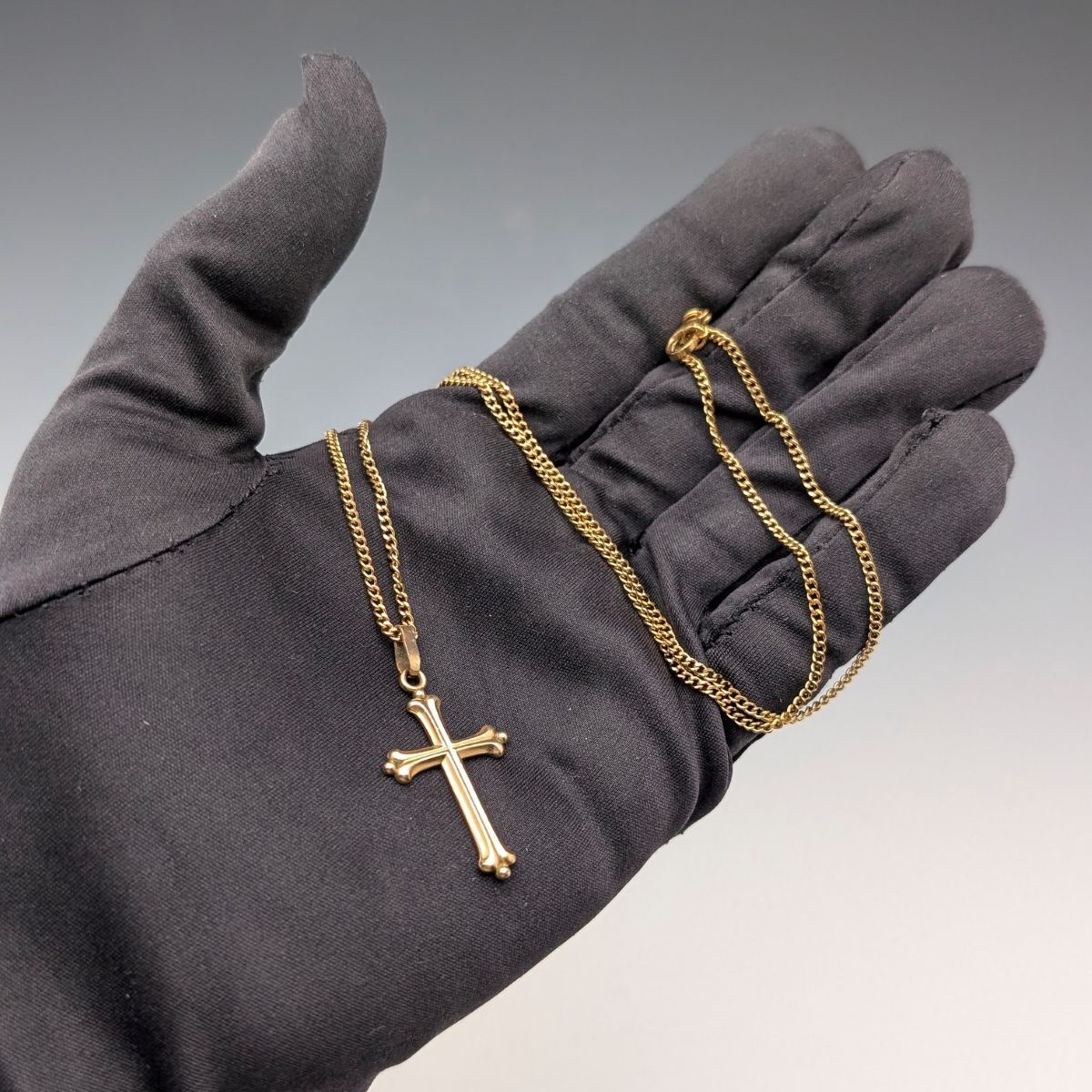 ヴィンテージ ロールドゴールド クロス型ペンダント ネックレスチェーン付_画像10