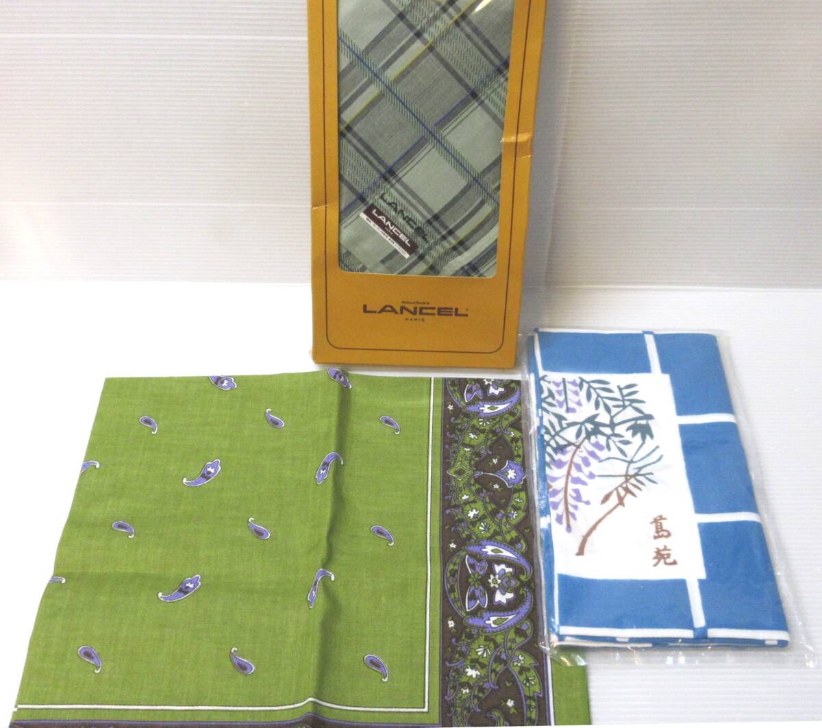 LANCEL メンズハンカチ ペイズリー柄大判ハンカチ 手ぬぐい まとめて_画像1