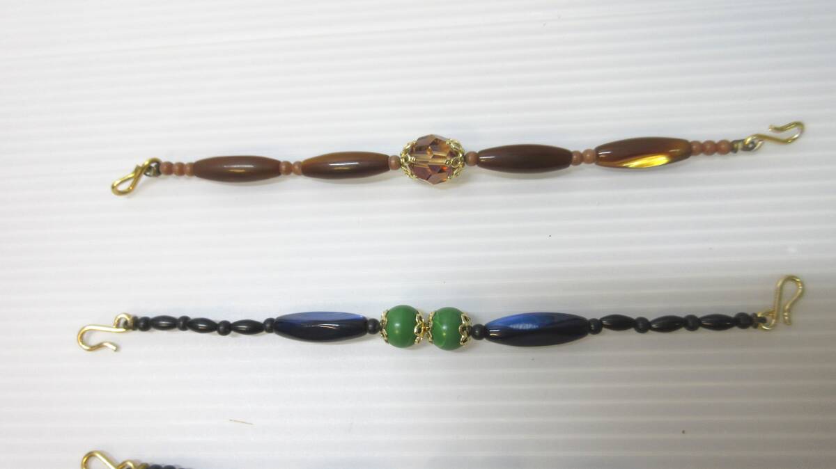 昭和レトロ 和装小物 羽織紐 ビーズ パール調 シェル サンゴ 他 5点まとめて_画像2