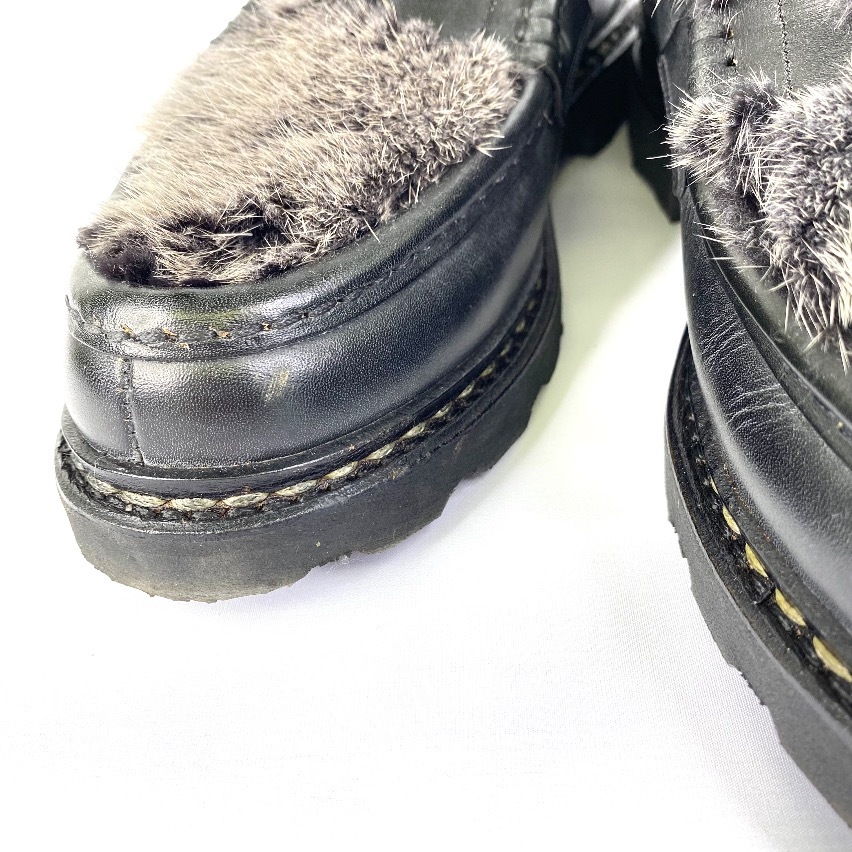 【美品】 PARABOOT　パラブーツ　ローファー　ランス　メンズ靴　レザーミンクファー　ブラック　サイズ・7 1/2F_画像2