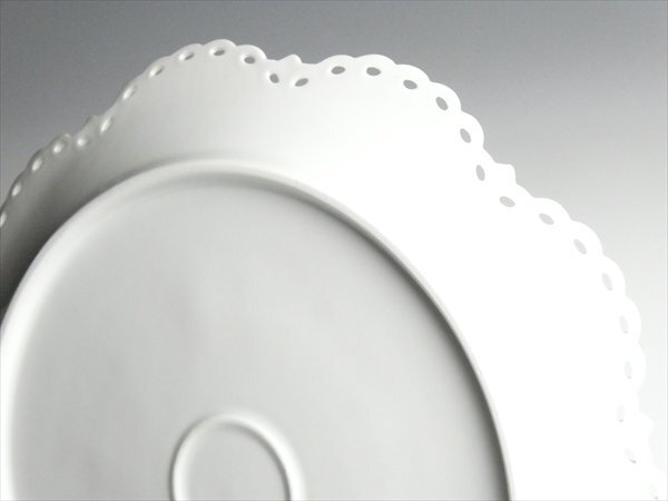 ロイヤルコペンハーゲン ブルーフルーテッド フルレース フラワーリム プレート 大皿 25.2cm n932_画像6