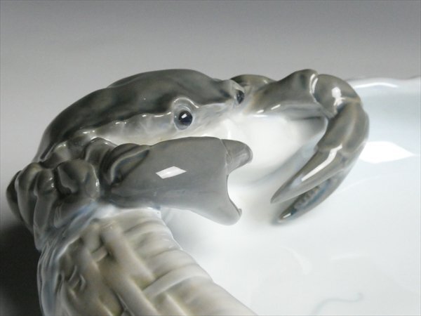 ロイヤルコペンハーゲン クラブ 蟹 立体図 ハンドペイント ① 魚絵 大型 プレート ボウル 大皿 深皿 n137_画像5