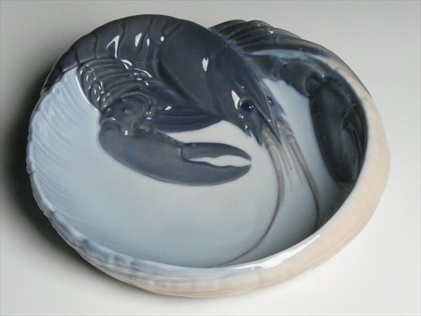 ロイヤルコペンハーゲン ロブスター 海老 立体図 ハンドペイント ① 大型 プレート ボウル 深皿 n135_画像2