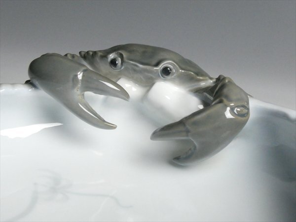 ロイヤルコペンハーゲン クラブ 蟹 立体図 ハンドペイント ① 魚絵 大型 プレート ボウル 大皿 深皿 n137_画像4