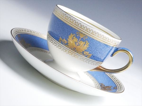 ウェッジウッド 最高級シリーズ コロンビア パウダーブルー カップ＆ソーサー k406_画像1