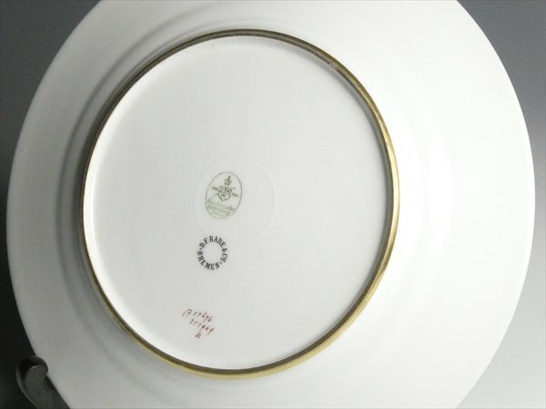 アンティーク フッチェンロイター ババリア 高級シリーズ コバルト 金彩 カメオ 人物絵 プレート 大皿 27cm n272_画像7