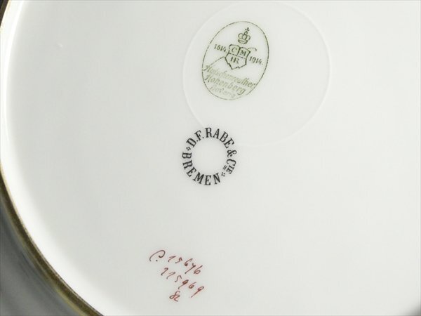 アンティーク フッチェンロイター ババリア 高級シリーズ コバルト 金彩 カメオ 人物絵 プレート 大皿 27cm n272_画像8