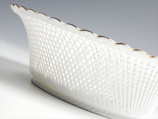 モガ MOGA ルーマニア製 ハンドメイド 金彩 バラ絵 バスケット ボウル 20cm K599_画像4