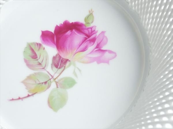 モガ MOGA ルーマニア製 ハンドメイド 金彩 バラ絵 バスケット ボウル 20cm K599_画像2