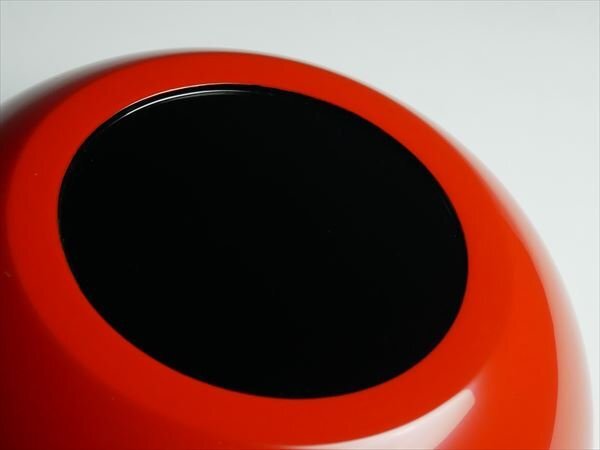 輪島塗 能作 最高級 天然木 漆塗 朱塗 大型 盛鉢 24.5cm 共箱 K586_画像3