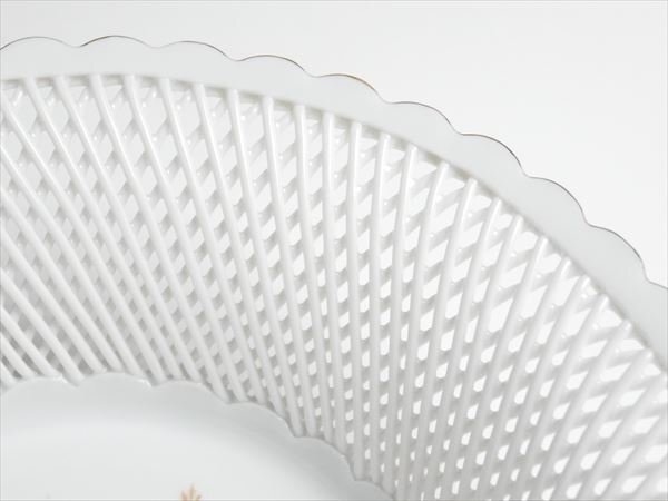 モガ MOGA ルーマニア製 ハンドメイド 金彩 バラ絵 バスケット ボウル 20cm K599_画像3