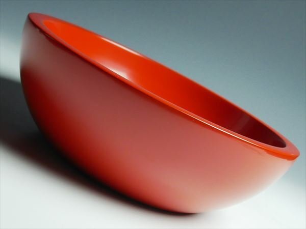 輪島塗 能作 最高級 天然木 漆塗 朱塗 大型 盛鉢 24.5cm 共箱 K586_画像1