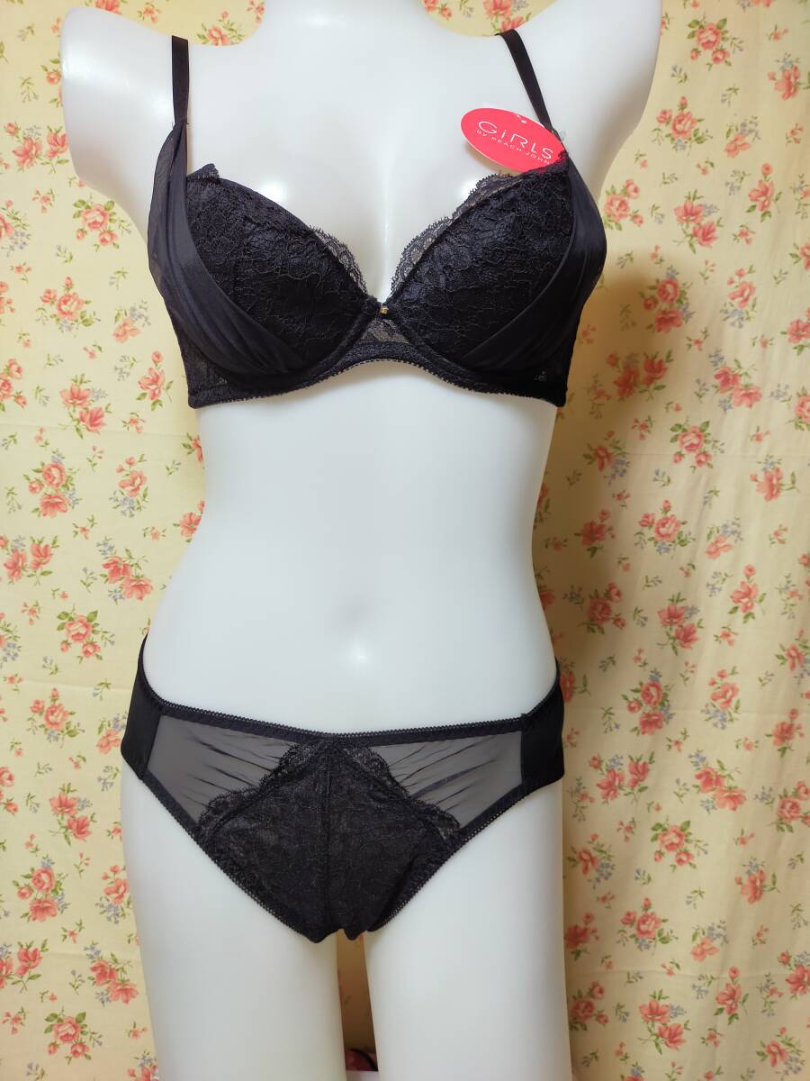 ★ピーチジョン peach john 新品未使用★ C70ーM ブラ&ショーツ 上下セット モード ブラック♪ 【保管品 未使用】_画像1