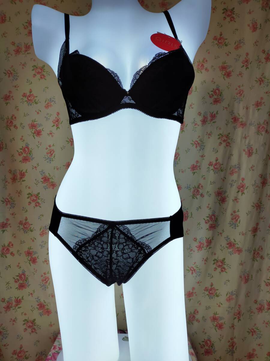 ★ピーチジョン peach john 新品未使用★ C70ーM ブラ&ショーツ 上下セット モード ブラック♪ 【保管品 未使用】_画像4