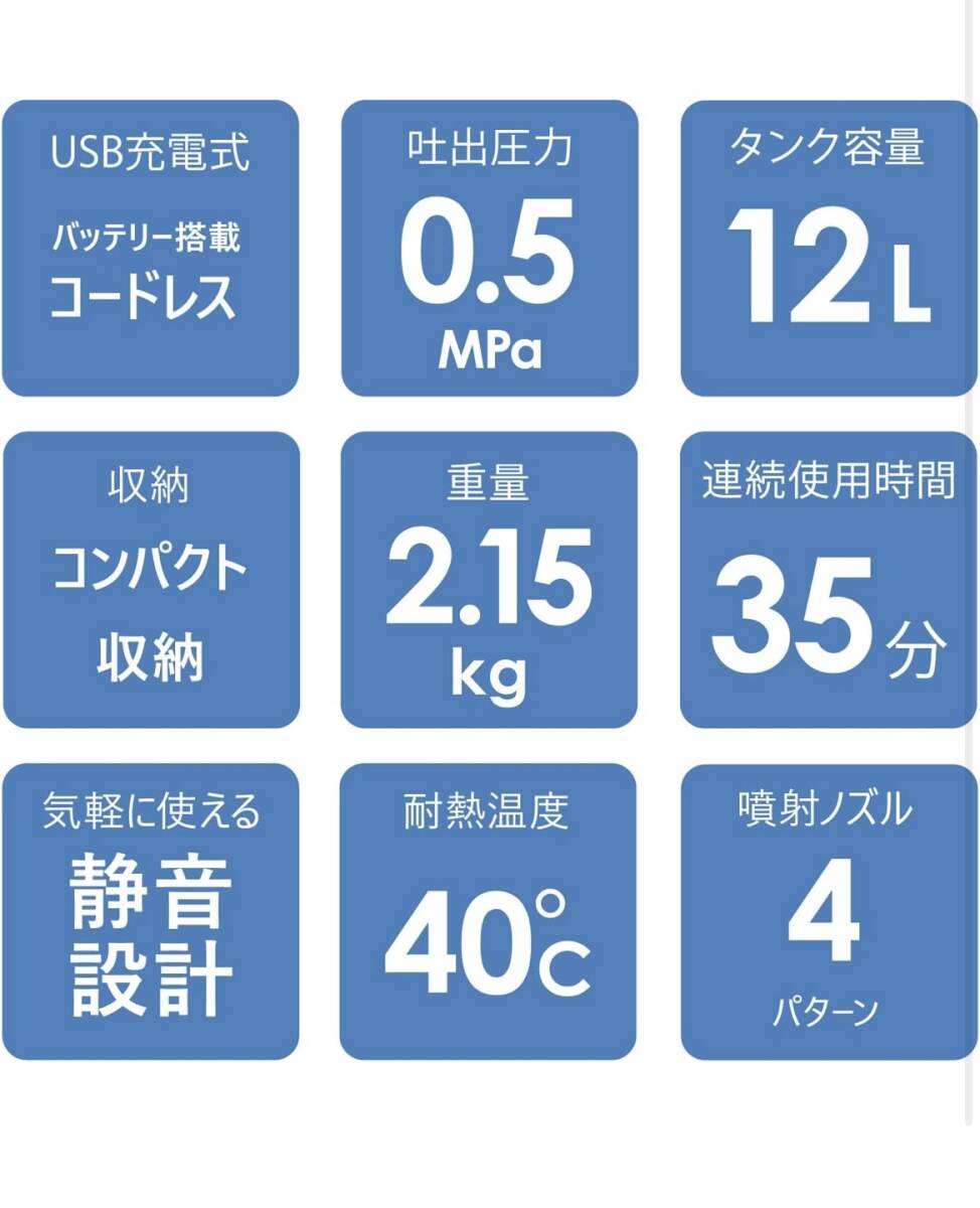 k4【新品未使用/送料無料】高圧洗浄機 コードレス 折り畳み 充電式 コンパクト設計 12L大容量バケツ付き_画像4