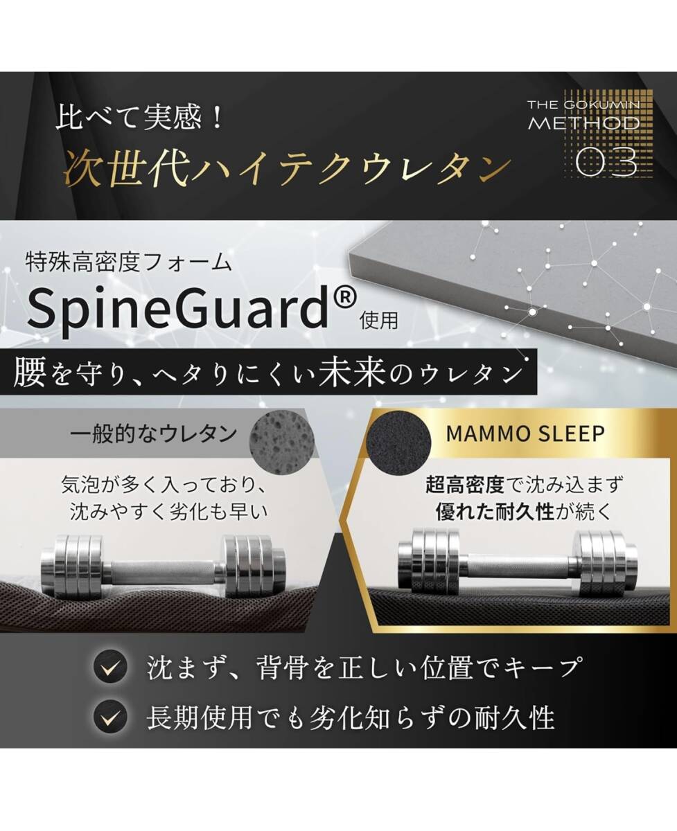 【新品未使用/送料無料】GOKUMIN マットレス シングル 厚さ10cm 70D 300N 折りたたみ 高反発 竹炭配合 抗菌防臭調湿G-MMS-T_画像5