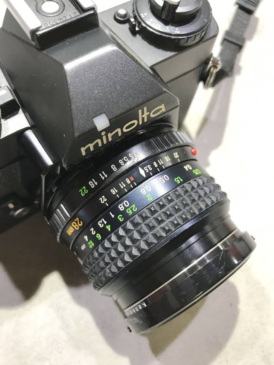 一眼レフフィルムカメラ【S14403◎】minolta XD7　ミノルタ　MD W.ROKKOR 28mm 1:3.5 カメラレンズ　シャッターOK【未確認】251115_画像3