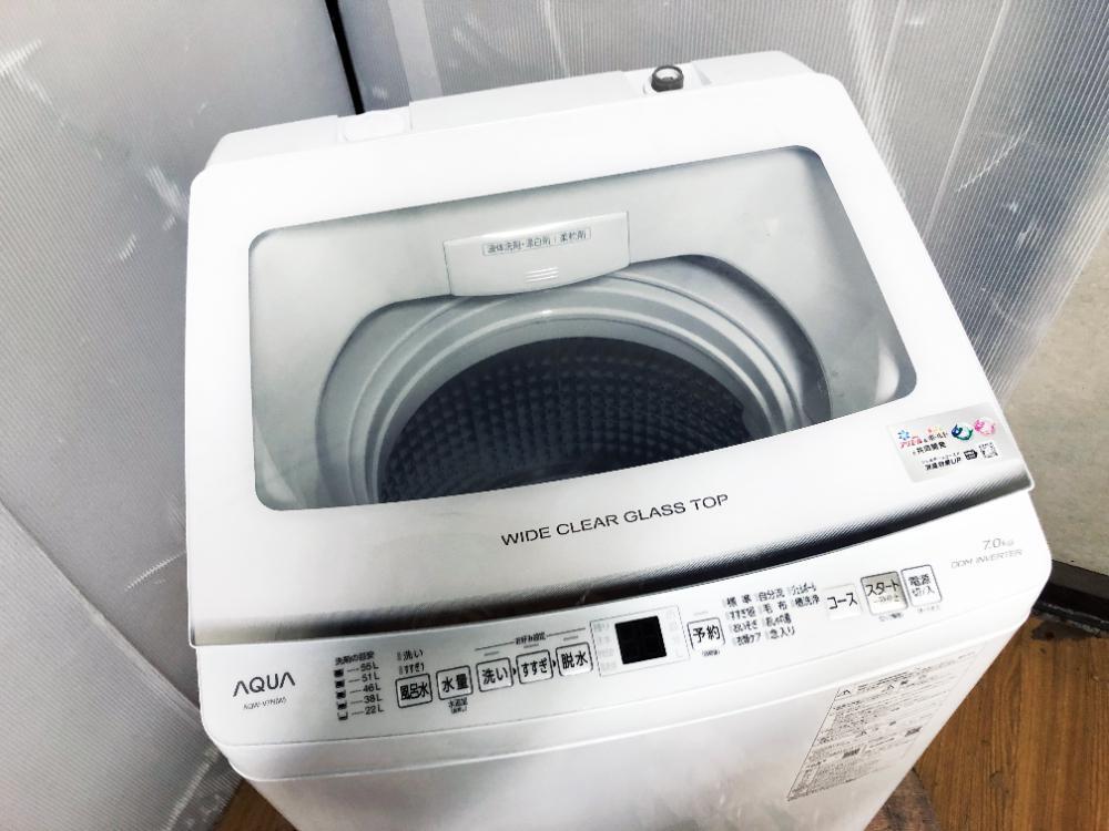 送料無料★2022年製★極上超美品 中古★AQUA 7kg 芯からキレイに「高濃度クリーン浸透＆3Dパワフル洗浄!!」洗濯機【AQW-V7N】FSLH_画像2