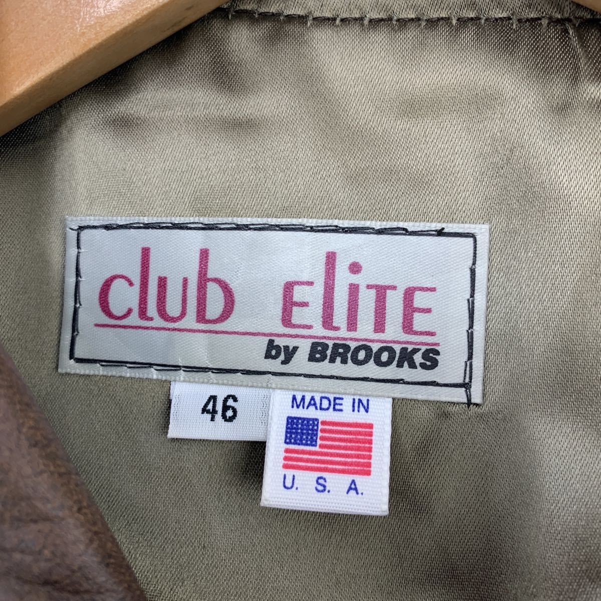 ■クラブエリート ブルックス CLUB ELITE BY BROOKS A-2 フライトジャケット レザージャケット ブラウン USA製 46 大きめXL相当■CC40_画像4