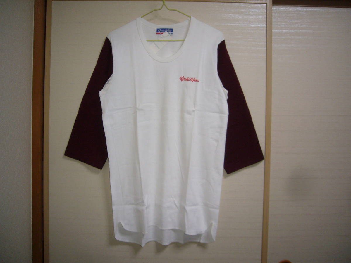 ミズノ WORLD WINインナーシャツ 白×臙脂 LLサイズ②_画像1