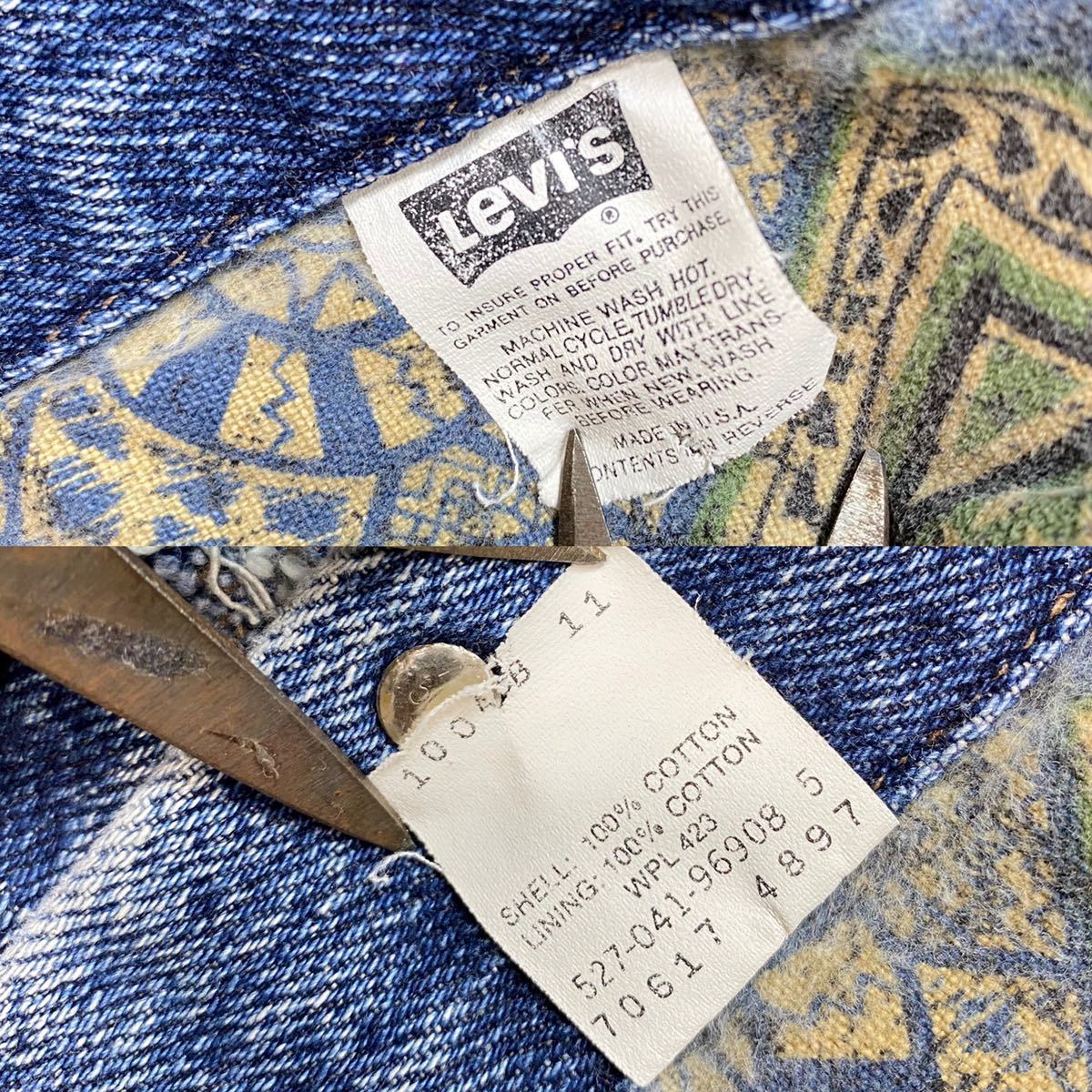 珍品 90s Levi's XL 70617 デカタク Gジャン デニムジャケット オリエンタル柄 ジャポニズム リバーシブル vintage used old supreme_画像7