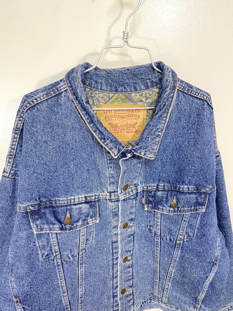 珍品 90s Levi's XL 70617 デカタク Gジャン デニムジャケット オリエンタル柄 ジャポニズム リバーシブル vintage used old supreme_画像2