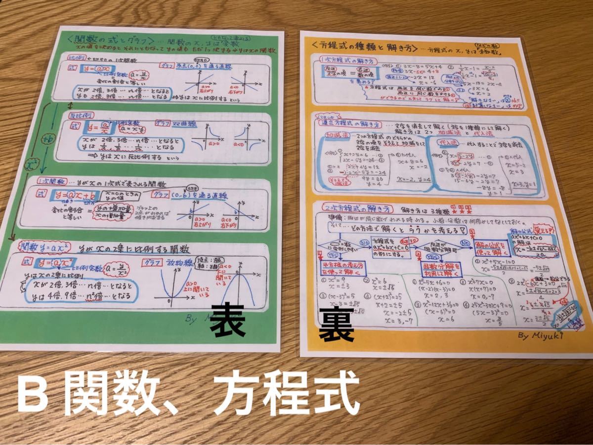 中学 数学 応援 手書きラミネート下敷き 3枚セット