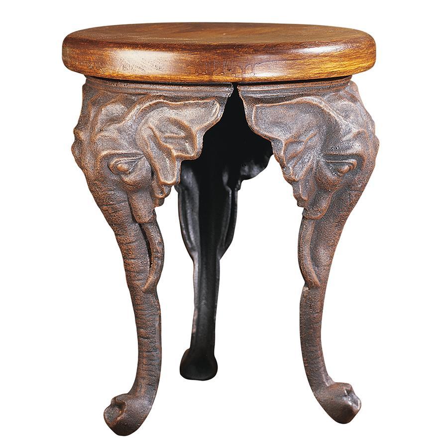 3頭の象の足のフットスツールチェア・ミニテーブル 小物置き場アンティーク複製木製卓家具アートエスニック椅子サイドテーブルインテリア - 1