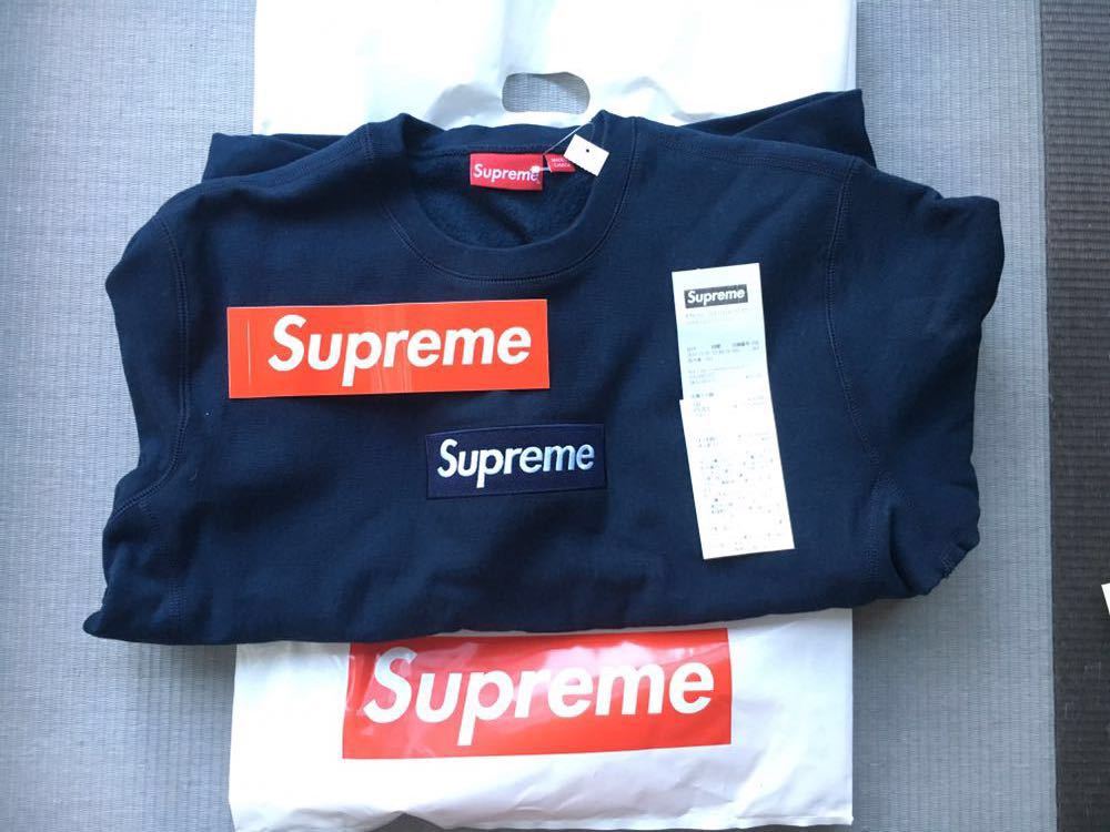 Supreme 2018AW Box Logo Crew Neck M navy 新品未使用 レシート付 シュプリーム スウェット 18AW ボックスロゴ クルーネック 紺 ネイビー