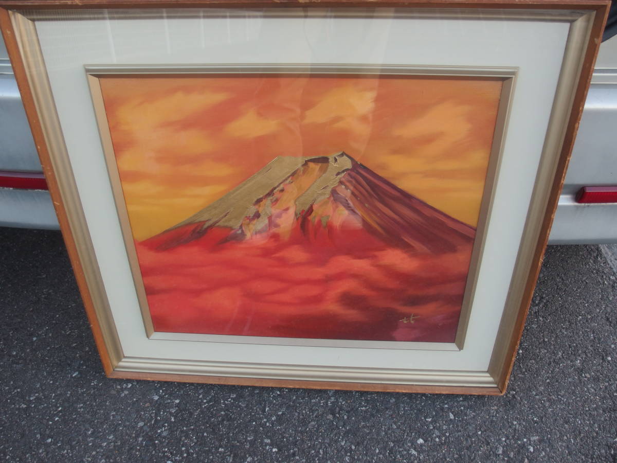 【201114A】谷崎勉 『赤富士』 絵画　油彩 油絵画　美術品　肉筆　真作
