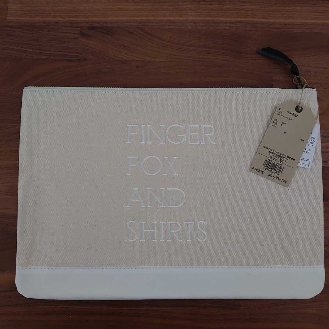  new goods unused FINGER FOX AND SHIRTS finger fox and shirt clutch bag white made in Japan 16oz ground thickness canvas 9500 jpy 