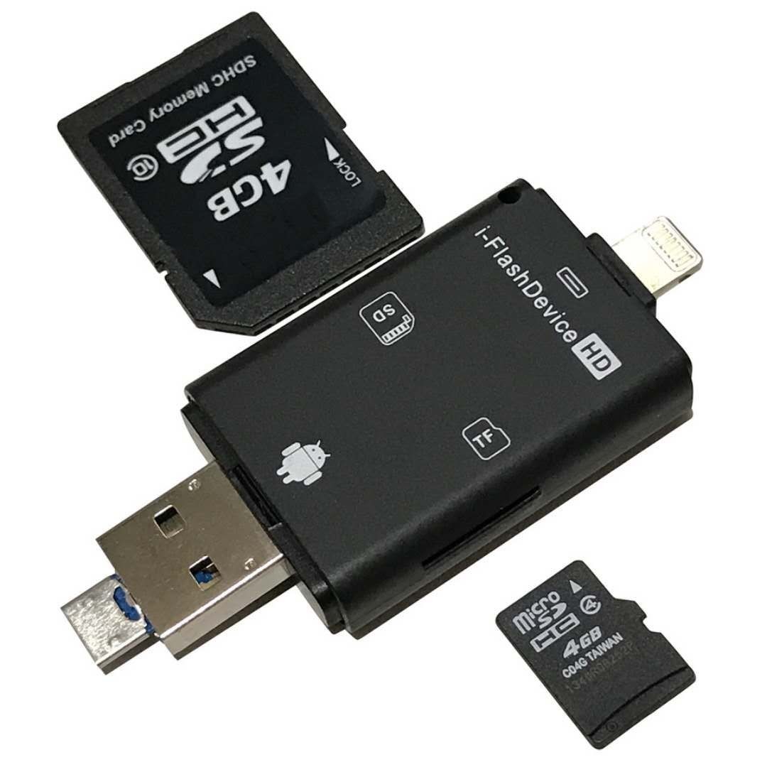 iPhone SDカードリーダー 外部 メモリー　USBメモリ アダプター　黒