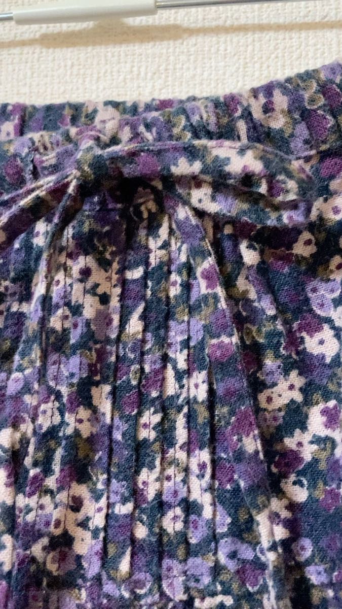 千趣会ベルメゾン 花柄スカート パープル系 小花柄 フレアスカート 膝丈スカート ウエストゴム
