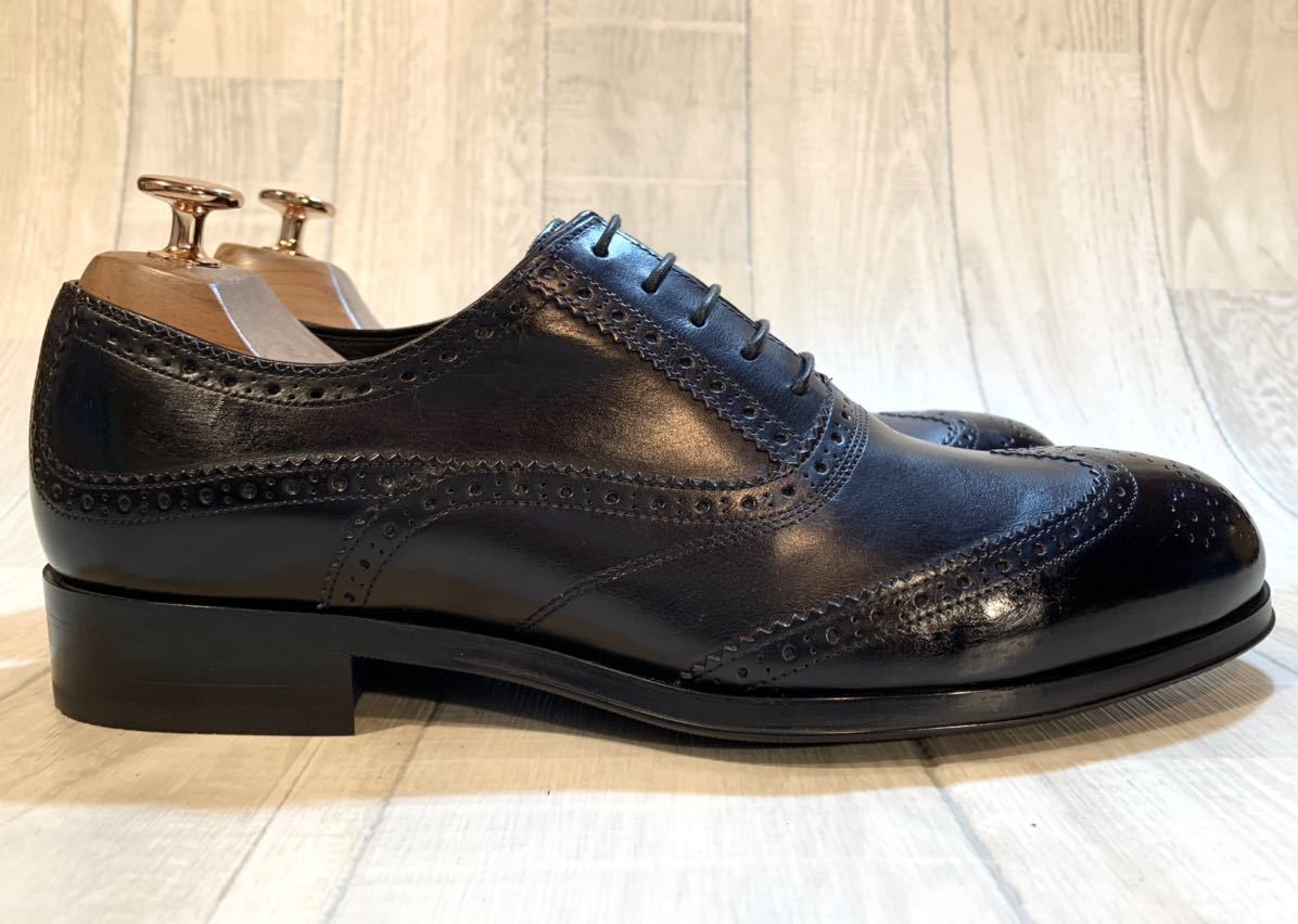 【未使用】EMPORIO ARMANI エンポリオ・アルマーニ◆25.5cm 40.5◆フルブローグ 革靴 ビジネスシューズ ドレスシューズ ITALY製 メンズ 黒_画像3