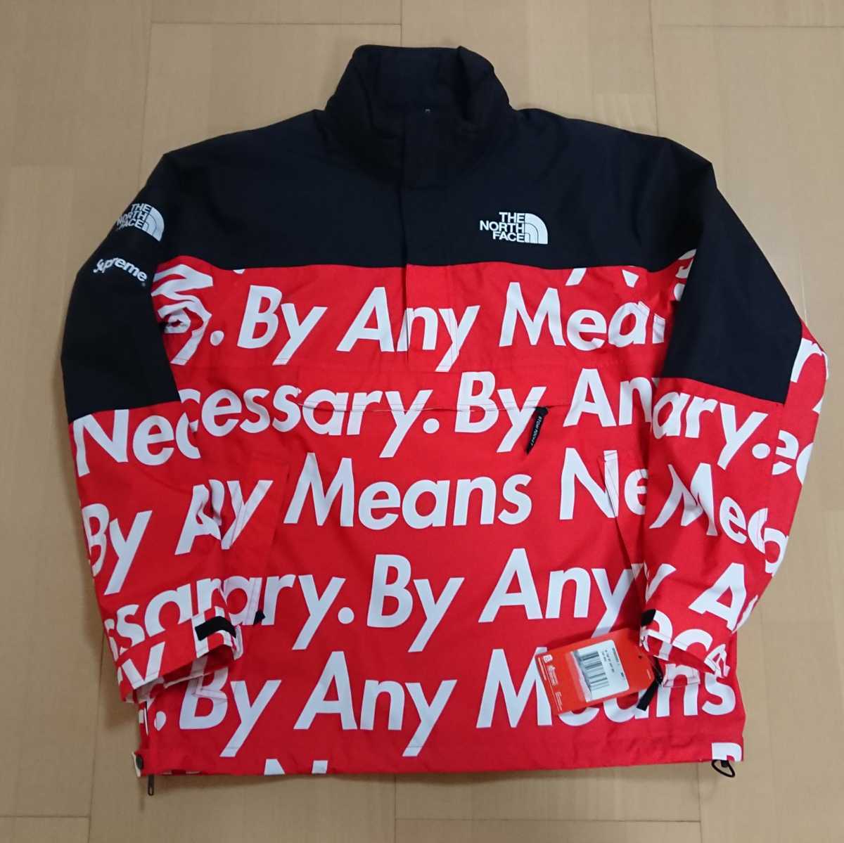 15AW Supreme The North Face By Any Means Mountain Pullover Red L シュプリーム文字ノースマウンテンジャケットBOXLOGO