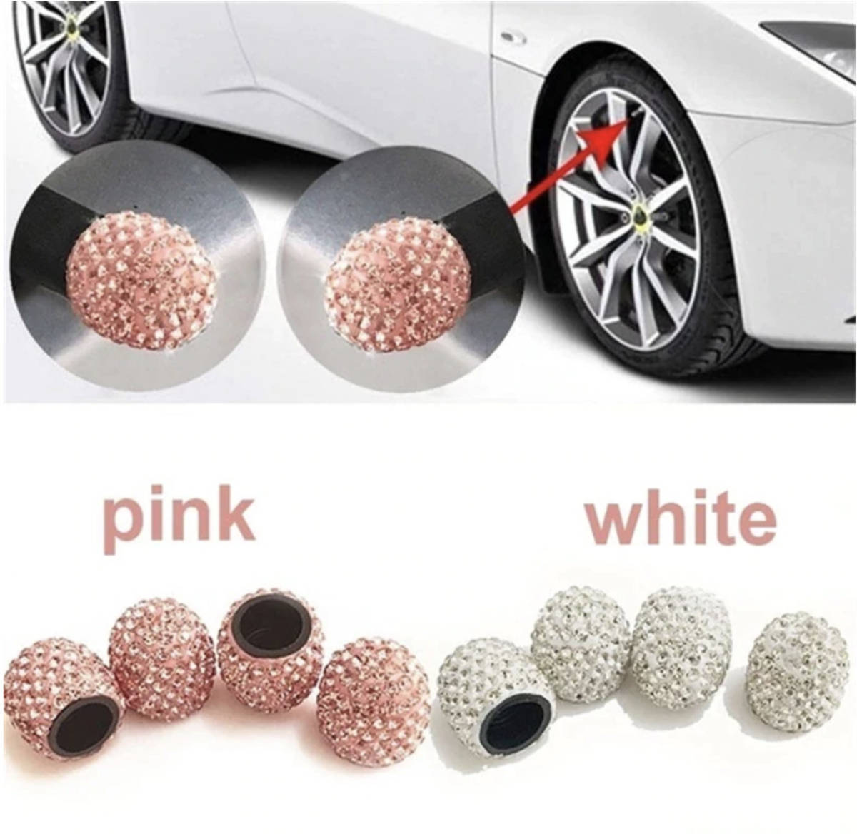 4 個クリスタル車のタイヤバルブキャップダイヤモンドシャイニング車のアクセサリー（色は４色）_画像5