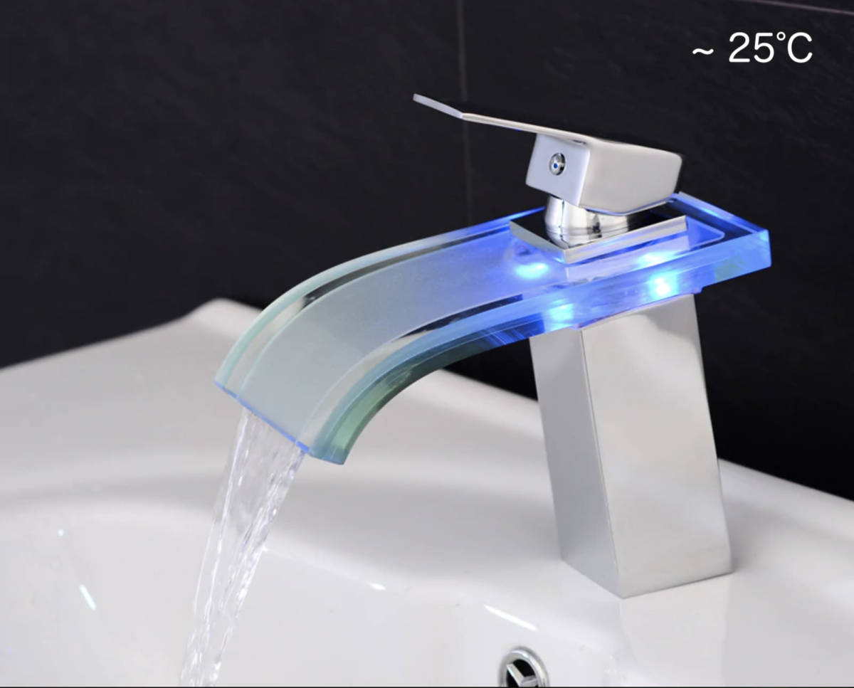 クラシック浴室タップクローム led 滝のシンクの蛇口 led の色の変更滝（色：３色）_画像5