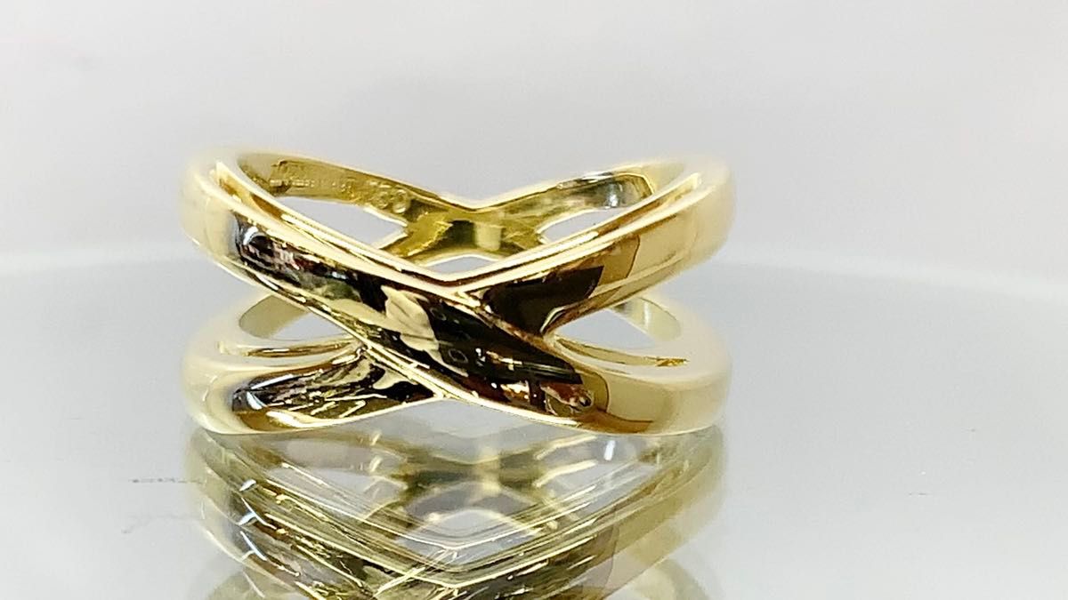 新品同様品 ティファニー ■ インフィニティ ダブルクロス リング 約12号 指輪 K18 イエローゴールド 8.2g 